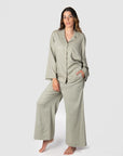 Meet Kami, a mother of 2, who swears by Hotmilk's 'Sage Lounge Pant' for her postpartum comfort. These pants are the perfect fusion of sumptuous linen, a soft waistband, and a 7/8 length that flatters your style while ensuring comfort. Discover the ideal loungewear for postpartum relaxation with Hotmilk's Sage Lounge Pant.