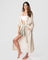 Hotmilk Lounge Robe in Birch – front worn, linen blend maternity robe with deep pockets and tie waist