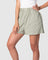 Hotmilk Lounge Short in Sage – front view, linen blend maternity lounge short with soft stretchy waistband