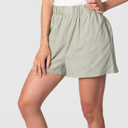 Hotmilk's latest addition to their loungewear collection: the 'Lounge Short in Sage.' Made from a luxurious linen blend, this lounge short not only exudes style but also provides unparalleled comfort. The serene Sage color is an ideal choice for your moments of relaxation. With its soft and stretchy waistband, these shorts are expertly designed to ensure maximum comfort during your leisure time. Elevate your lounging experience with our Sage Lounge Short