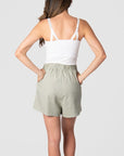 Experience the allure of the Hotmilk 'Sage Lounge Short,' especially when paired with the Hotmilk My Necessity nursing cami to create the ultimate postpartum lounge set. These shorts embody sumptuous comfort, boasting a soft waistband and a flattering above-knee length that seamlessly combines style and relaxation. If you're in pursuit of the perfect loungewear for pregnancy and postpartum comfort, your search ends with Hotmilk's Sage Lounge Short