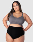 Discover the Pinnacle of Comfort and Style with Tiare, Mother of 2, Showcasing Hotmilk Lingerie's My Necessity Wirefree Maternity and Nursing Bra. Boasting a Seamless Design, Full Cup Coverage, and Unmatched Uplift, Alongside 6 Rows of Hook and Eyes on the Extendable Band – All in the Striking New Color Slate. Elevate Your Maternity Experience with the Best Seamfree Nursing Bra