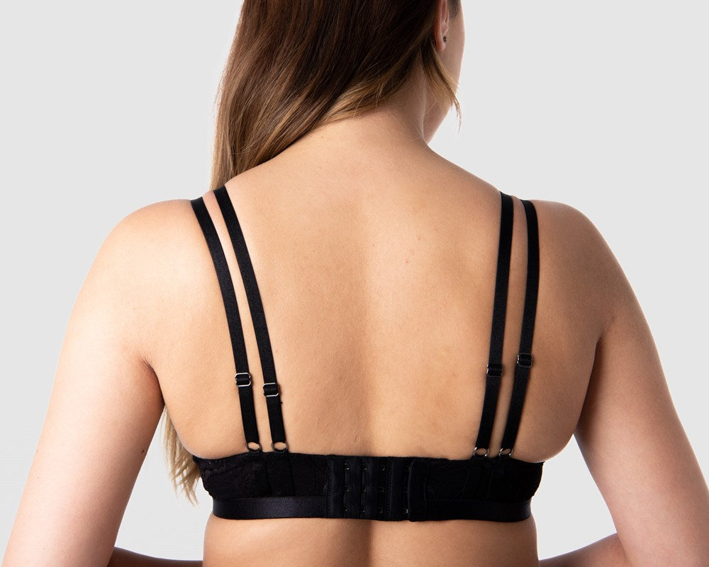 HOTMILK NZ TRUE LUXE BLACK MULTIFIT NURSING MATERNITY BREASTFEEDING BRA - WIREFREE