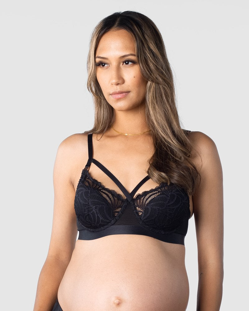 HOTMILK NZ WARRIOR BALCONETTE BLACK CONTOUR NURSING MATERNITY BRA - FLEXI UNDERWIRE