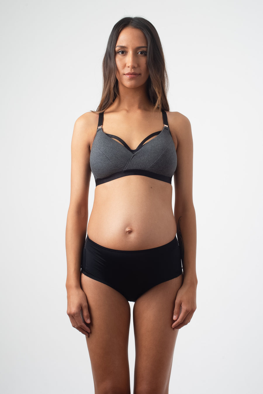 ESCAPIST GREY COTTON WRAP CONTOUR NURSING BRA - WIREFREE