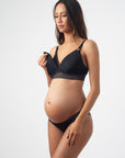 HOTMILK PROJECTME AMBITION TRIANGLE BLACK CONTOUR NURSING BREASTFEEDING PREGNANCY BRA - WIREFREE WITH AMBITION BLACK BRAZILIAN BRIEF