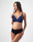HOTMILK PROJECTME AMBITION TRIANGLE TANZANITE CONTOUR NURSING AND PREGNANCY BRA- WIREFREE AND AMBITION HIGH WAISTED BRIEF BLACK